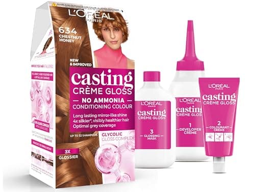 Image of L'Oréal Paris Casting Crème Gloss, Semi-Permanent Hair Dye, Radiant & Natural Colour, No-ammonia, Semi-Permanent Hair Colour Lasts 32 Washes, Shade: 634 Chestnut Honey