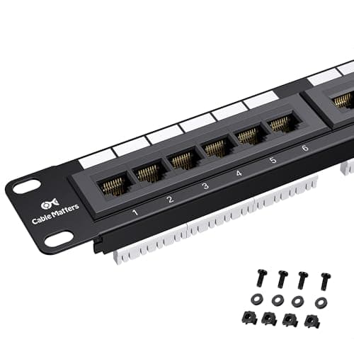Image of Cable Matters UL Listed Rackmount or Wall Mount 1U 24 Port Network Patch Panel, 48cm Cat6 Patch Panel for Gigabit Network Switch, 110 or Krone Impact Tools Compatible