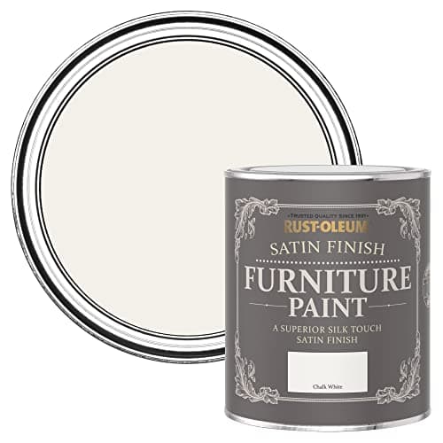 Image of Rust-Oleum White Furniture & Skirting Board Paint in Satin Finish - Chalk White 750ml