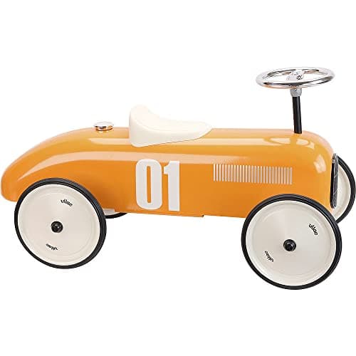 Image of Vilac Vintage Metal Ride-On Car For Children, 2 Years+, 76 x 38 x 40 cm, Orange