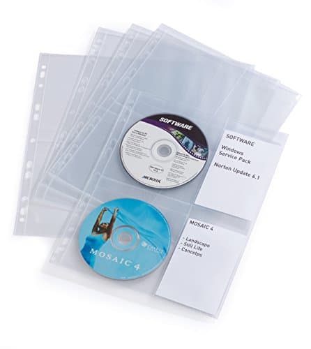 Image of Durable CD/DVD Pockets - 2 Sided Wallet Index for 4 Disks - 10 Pack - A4 Clear - Keep Important Disks Scratch and Dust Free