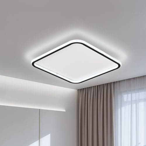 Image of Warmiehomy 40cm LED Ceiling Lights,64W 1770LM Square Modern Ceiling Lamp Cool White Light 6000K,Flush Mount Ceiling Light for Living Room,Bedroom,Dining Room,Study Room(White)