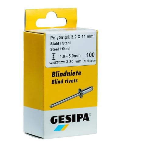 Image of Gesipa 1464827 "PolyGrip" Stainless Steel Blind Rivets, Silver, 4 x 10 mm, Set of 75 Piece