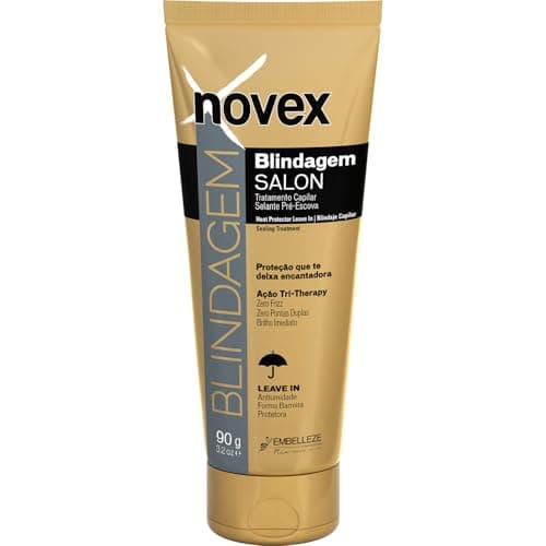 Image of Novex Salon Blindagem Thermo Protector Leave-In Hair Treatment, Conditions and Helps Protect Against Excessive Humidity, Suitable for Damaged, Colored or Chemically Treated Hair Types 90g