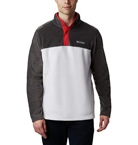 Image of Columbia Men's Steens Mountain Half Snap, Fleece Pull Over, Nimbus Grey/Shark/Mountain Red, Size XXL