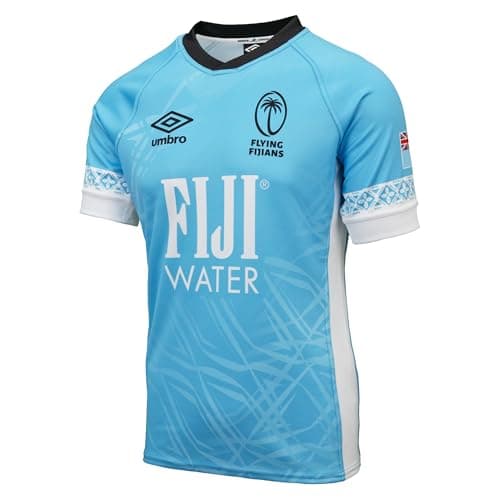 Image of Umbro Men's 25/26 Fiji Rugby Jersey, Blue/White/Black-Away, XXL