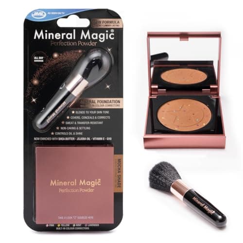Image of JML Mineral Magic Makeup Perfection Powder - Long Lasting Pressed Face Powder Foundation Covers Conceals, Corrects and Q10 Hydrates - Make Up to Cover Fine Lines Blemishes and Dark Circles - Mocha
