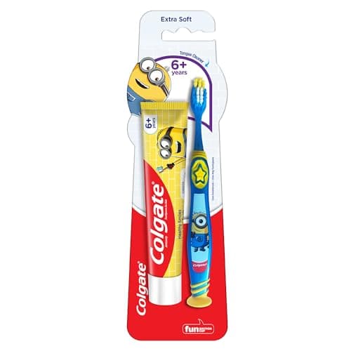 Image of Colgate Minion Toothbrush for Kids Extra Soft with Tongue Cleaner 1 Piece and Minion Toothpaste 40g
