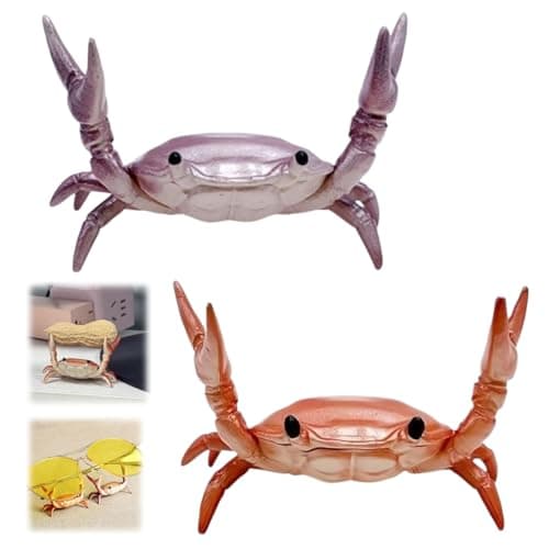 Image of 2pcs Creative Crab Pen Holder,Cute Handmade Desk Holder,Realistic Crab Shaped Pen Display Stand,Weightlifting Crabs Storage Rack,Pencil Holders Desk Supplies Holders and Dispensers(Red, Purple)