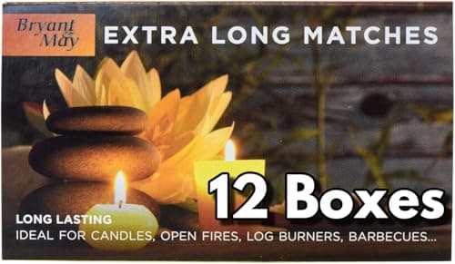 Image of 12 Boxes - Bryant & May Extra Long Safety Matches - Ideal for Candles, Open Fires, Log Burners & BBQ