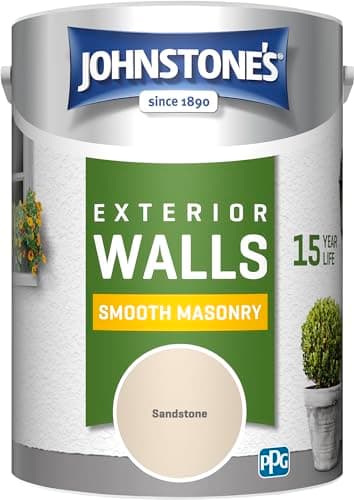 Image of Johnstone’s – Exterior Smooth Masonry Paint – Sandstone – Up to 15 Years Protection – Weather & Dirt Resistant – 60m² Coverage Per Tin - Dry in 1-2 Hours – 5 L