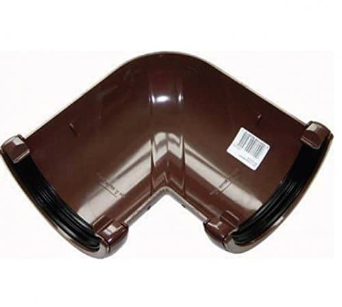 Image of FLOPLAST 112mm Round Gutter Pipe 90 Degree Angle - Brown - Pack of 2