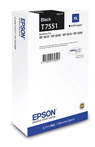 Image of Epson T7551 Black Genuine, XL High Yield Ink Cartridge DuraBrite Ultra