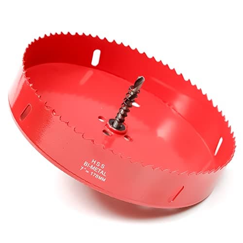 Image of Hole Saw 175 mm, Bi-Metal Cutting Depth HSS M 42 Hole Cutter for Cutting Wood, Plastic, Drywall, Plasterboard and Soft Metal Sheet