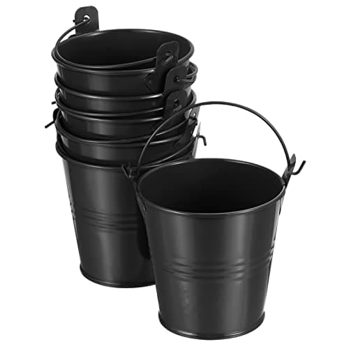 Image of PATIKIL 3" Height Mini Metal Bucket, 6 Pack Colorful Metal Succulents Pot Party Decorative Pails with Handles for Small Succulents, Black