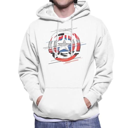 Image of All+Every Marvel Captain America Slashed Shield Men's Hooded Sweatshirt White