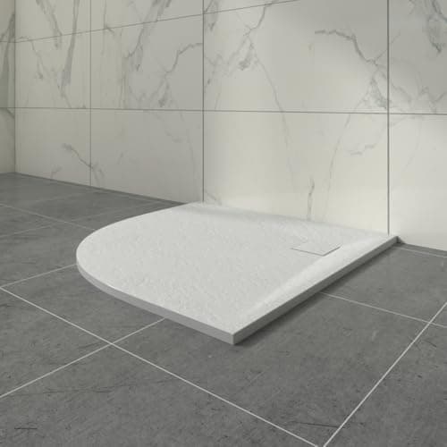 Image of Aquariss SMC Slate Effect Shower Enclosure Tray 800x800mm Quadrant Wetroom Shower Base White