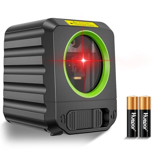 Image of Laser Level, Huepar Lazer Level Tool Self-Leveling Red Beam Cross Line Laser Level - Vertical and Horizontal, Alignment Tool for Picture Hanging and DIY, Battery Included-B011R