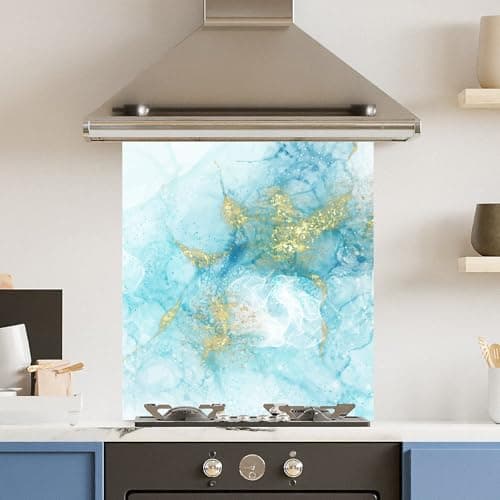 Image of Premium 59.5 x 74.5cm Aquamarine Quartz 6mm Glass Toughened Kitchen Splashback