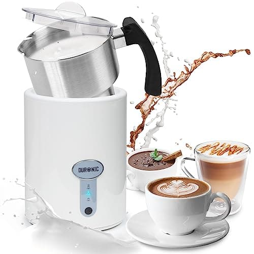 Image of Duronic Milk Frother Electric MF500 WE Coffee Milk Frothers Steamer, Automatic Hot and Cold Foam Maker, Hot Chocolate Machine with Milk Heater and Warmer for Latte Froth, Coffees and Matcha