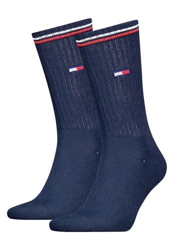 Image of Tommy Hilfiger Unisex Crew Socks (Pack of 2), navy, 35-38