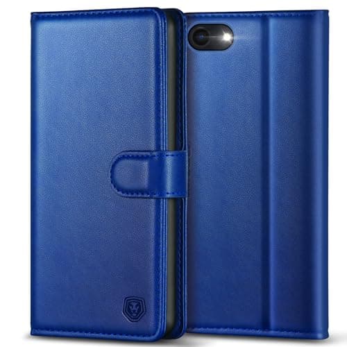 Image of Kuafcase Case Compatible for iPhone 7/8/SE - 4 Card Slots, Magnetic Closure, Kickstand, Shockproof Protective Phone Case - Royal Blue