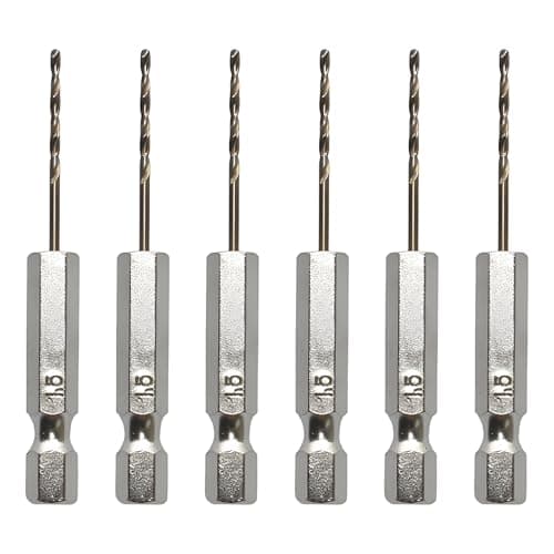 Image of DEFIYEAR 6PCS Hex Shank Drill Bit Set - 1.5mm Drill Bits High-Speed Steel, Twist Drill Bit for Wood Metal Plastic, for Versatile Drilling in Various Applications (1.5mm)