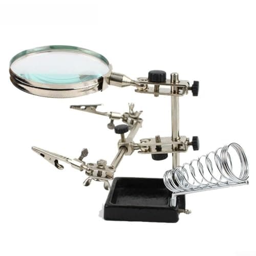 Image of SiSinkal 3X Magnifying Glass 90mm Lens with Spring Clip Metal Frame Adjustable Holder Soldering Aid for Electronics Repair Crafting Inspection Detailed Workspace Use
