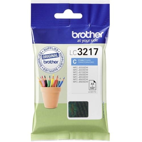Image of Brother LC-3217C Inkjet Cartridge, Cyan, Single Pack, Standard Yield, Includes 1 x Inkjet Cartridge, Genuine Supplies