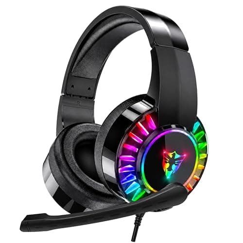 Image of ONYXX Electronics Wired Gaming Headset with Mic for PS4, PS5, PC & Xbox One – Noise Cancelling Over Ear Gaming Headphones with 7.1 Surround Sound, LED Light, Soft Memory Earmuffs