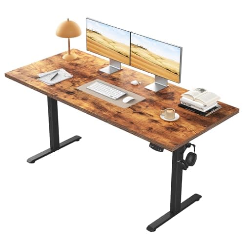 Image of Klicelor Height-Adjustable Desk, Electric Sit-Stand Office Desk, Computer Desk with 2 Memory Functions, Standing Desk, 140 x 60 cm, Brown