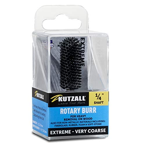 Image of Kutzall Extreme Ball Nose Burr, 1⁄4" Shaft, Very Coarse - Woodworking Attachment for Bosch, DeWalt, Milwaukee, Makita. Abrasive Tungsten Carbide, 3⁄8" (9.5mm) Dia. X 1-1⁄2" (38.1mm) Length BNX-12X112C