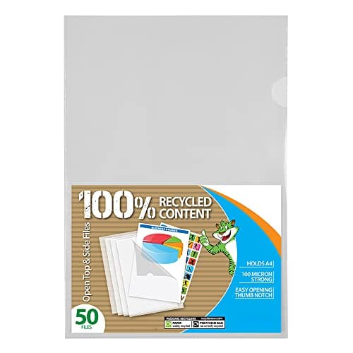 Image of 1Above 100 Micron 50 Pack A4 Clear Plastic Open Top & Side Report File Project Presentation Covers Cut Flush (1)