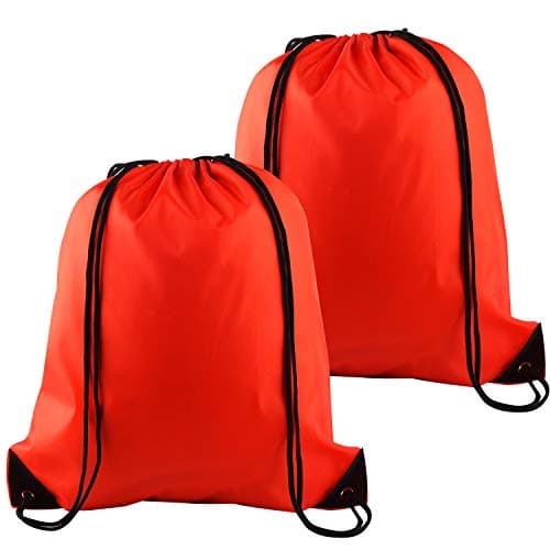 Image of FEPITO 2 Pack Drawstring Backpack Bags Sack Cinch Bag String Backpack for Gym Traveling, Red