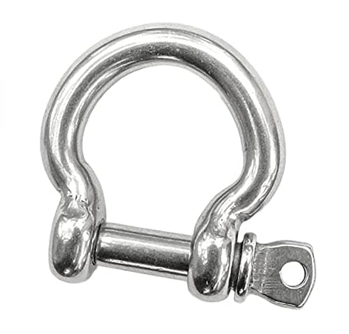 Image of 6mm (1/4") Marine Grade A4 Stainless Steel Winch D Ring Shackle Dee Lock (Pack of 2) H11B/1