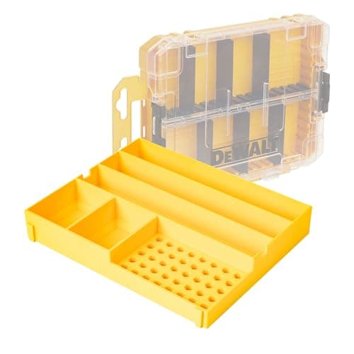 Image of RUGGED TOOLS Insert Tray with 40 Hex Bit Holders and 5 Storage Sections Compatible with Dewalt ToughCase Medium (DWAN2190) - Yellow (40H5s)