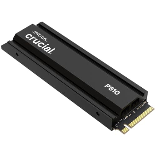 Image of Crucial P510 2TB SSD NVMe M.2 PCIe 5.0 x4 Gen5 with Heatsink, Read/Write Speeds up to 10,000/8,700 MB/s, Desktop PC and PS5 Compatible, Solid State Drive - CT2000P510SSD5-01