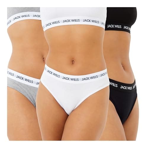 Image of Jack Wills Womens Wilden Multipack Boy Pants 3 Pack Short Briefs Elasticated Wht/Grey/Black 10 (S)