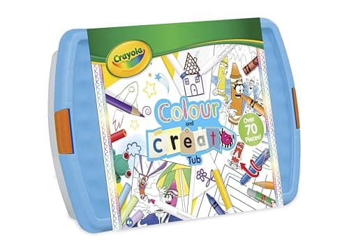 Image of CRAYOLA Colour and Create Tub - Including Crayons, Markers, Pencils, Pens, Chalks, Colouring Book and Stickers, Kids Arts and Crafts, Ideal for Kids Aged 4+