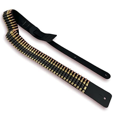 Image of Funk Plus Bullet Guitar Strap Brass Shell 100% Leather Thrash Metal USA Made Bass Rock Strap, Black, standard, Black, standard