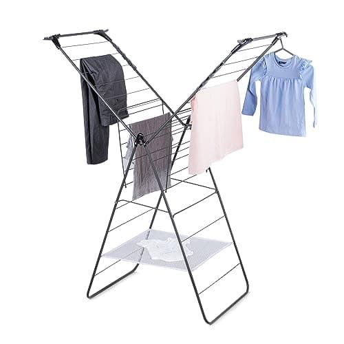Image of Minky Premium Sure Grip X-Tra Wing Clothes Airer Indoor and Outdoor Clothes Dryer | Multi-Positional Arms | Clothes Drying Rack for Longer Items | 24m Drying Space | Grey