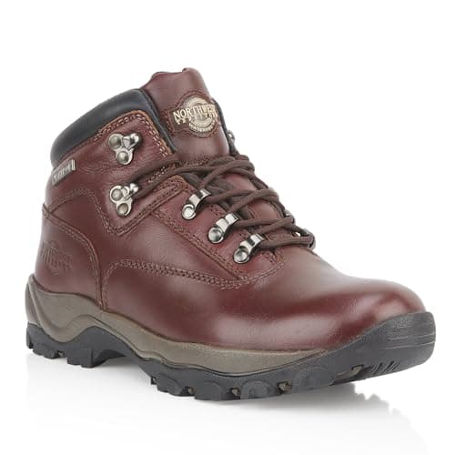 Image of Northwest Territory INUVIK Men’s Mid Rise Waterproof Leather Hiking & Walking Boots - Oxblood - UK 8
