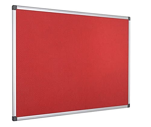 Image of Bi-Office Notice Board Maya, Red Felt, Aluminium Frame, 120 x 90 cm