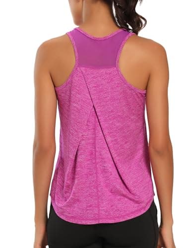 Image of Dawnrole Workout Tank Tops Women Gym Sport Sleeveless Running Tops Yoga Shirts Dark Purple
