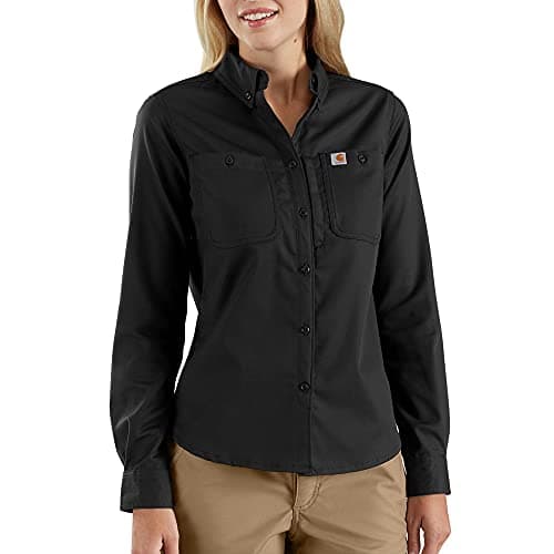 Image of Carhartt, Women's, Rugged Professional™ Series Relaxed Fit Canvas Long Sleeve Work Shirt, Black, M
