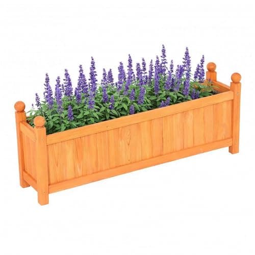 Image of Oypla Large Garden Wooden Rectangular Flower Planter Ornamental Plant Pot