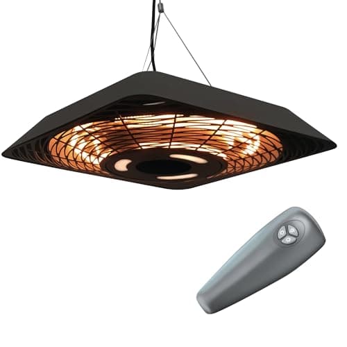 Image of Outsunny 2000W Electric Hanging Patio Heater Ceiling Mounted Halogen Heating Indoor Outdoor with Remote Control Aluminium
