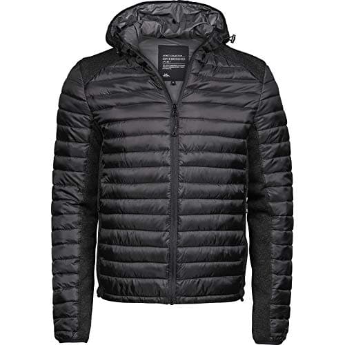 Image of Tee Jays - Quilted jacket with hood crossover for boys and men, Black Marl, 3XL