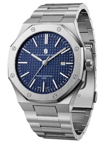 Image of SAPPHERO Watch for Men Waterproof Stainless Steel Mens Watch UK Octagonal Watches man Japanese Quartz Movement Business Casual Date Luminous Function