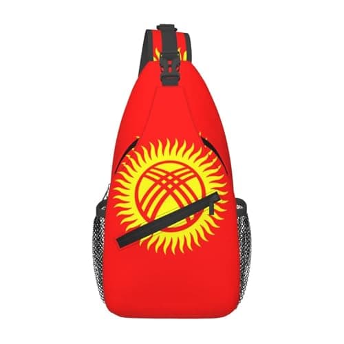 Image of Flag of Kyrgyzstan Large Capacity Cross Chest Bag Stylish and Durable for Commuting Travel Outdoor Activities